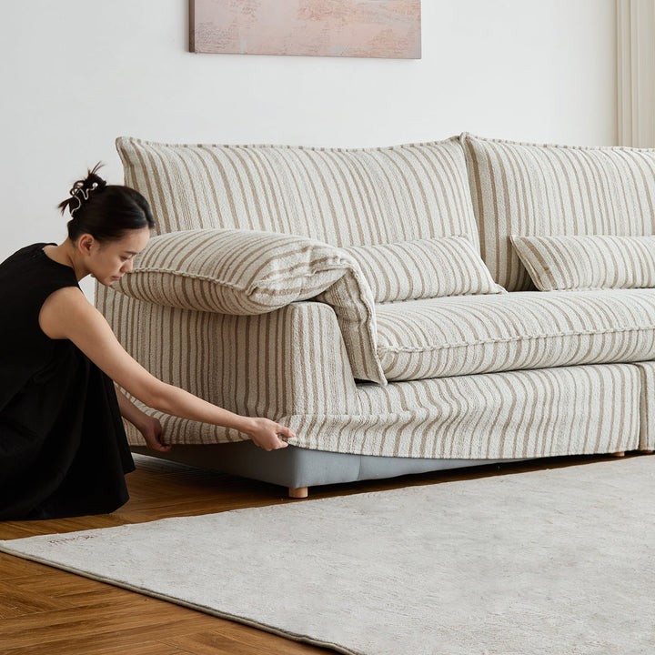 Bauhaus chenille velvet fabric 4 seater sofa koala with context.