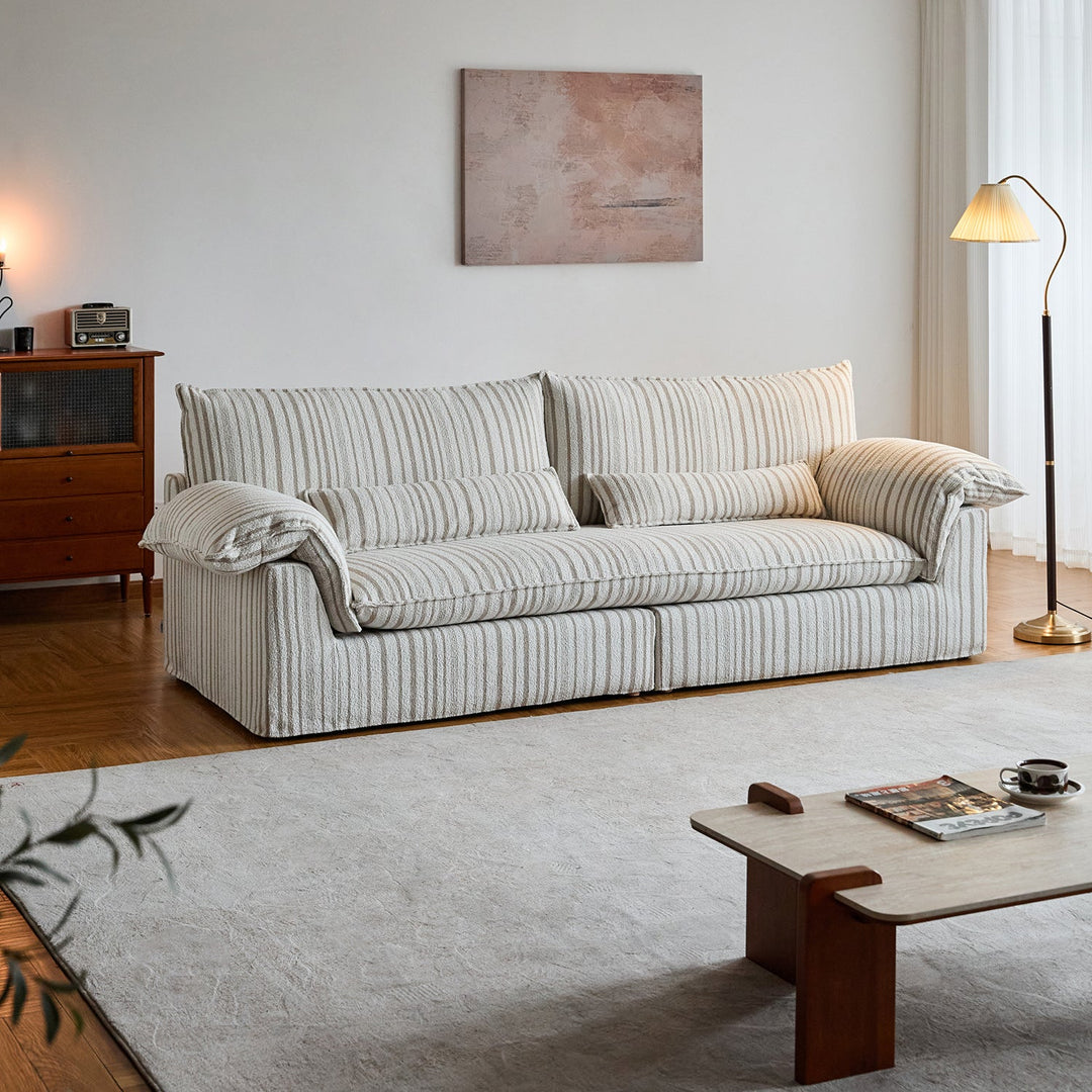 Bauhaus chenille velvet fabric 4 seater sofa koala in details.