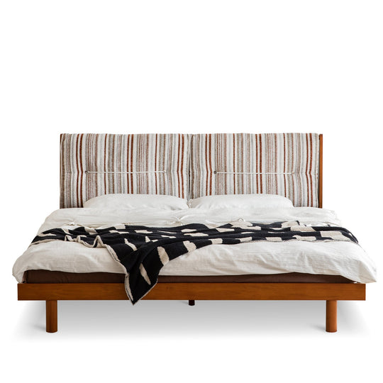 Bauhaus chenille velvet fabric boxwood bed milk in white background.