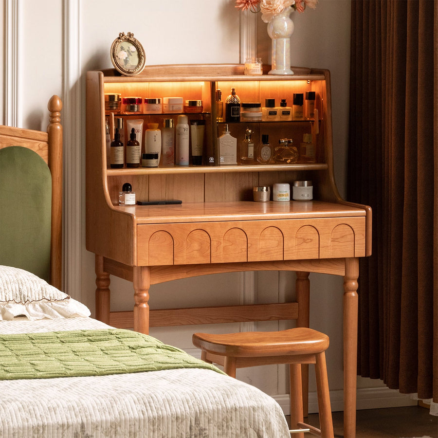 Vintage cherry wood dressing table anna primary product view.