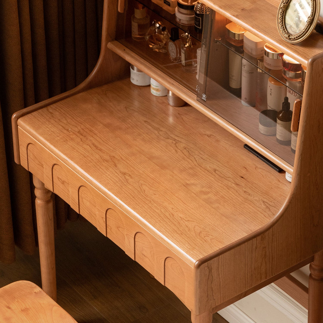 Vintage cherry wood dressing table anna color swatches.