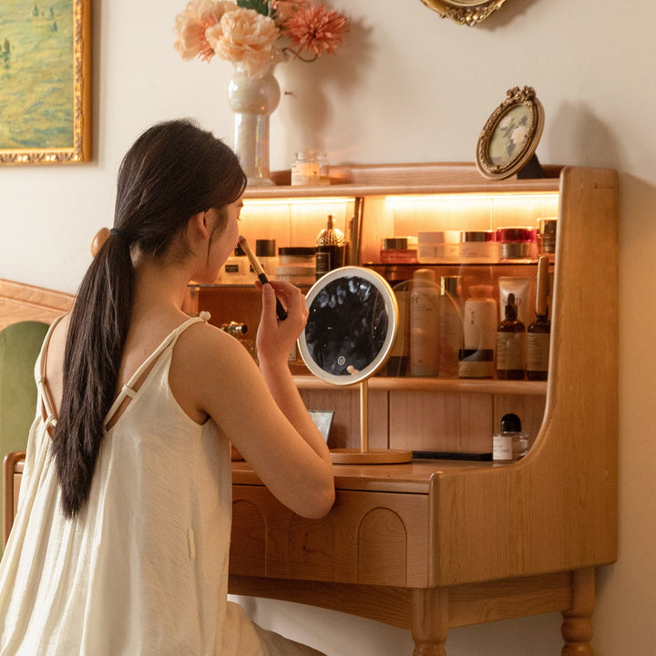 Vintage cherry wood dressing table anna in real life style.