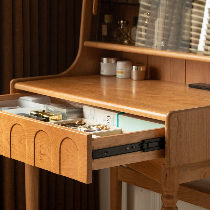 Vintage cherry wood dressing table anna in details.