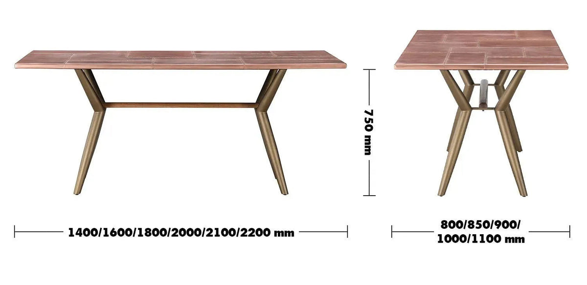 Industrial copper dining table lucien rose size charts.