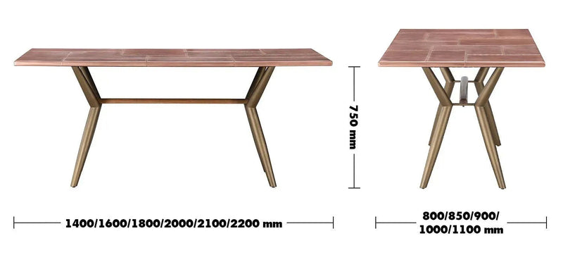 Industrial copper dining table lucien rose size charts.
