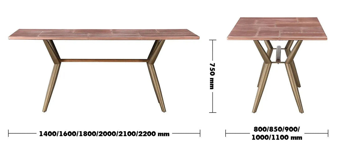 Industrial copper dining table lucien rose size charts.