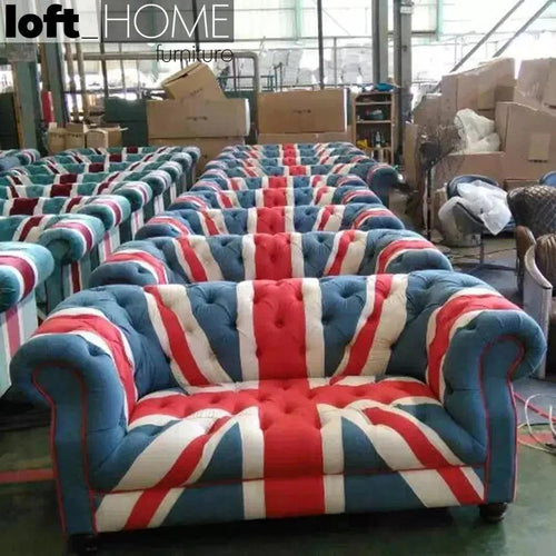 Vintage Denim Fabric 2 Seater Sofa UNION JACK CHESTERFIELD Good to Know Preview-1