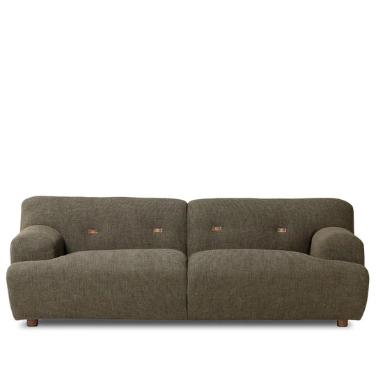 Scandinavian fabric 3 seater sofa akashi in white background.