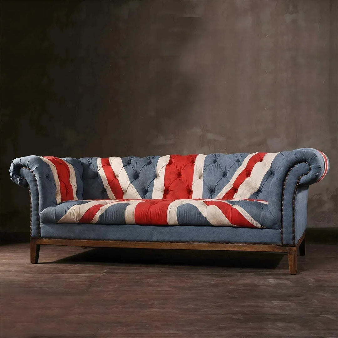 Vintage Fabric Chesterfield 3 Seater Sofa UNION JACK