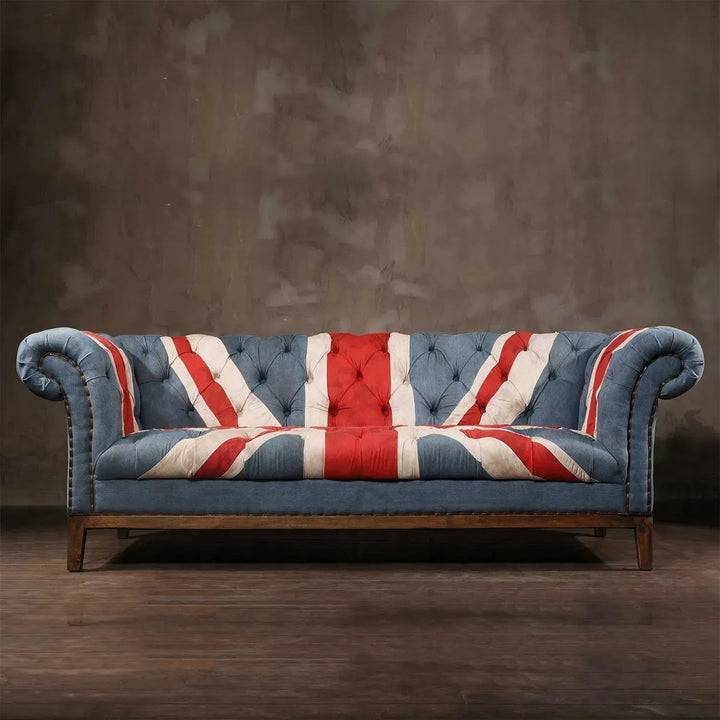 Vintage Fabric Chesterfield 3 Seater Sofa UNION JACK