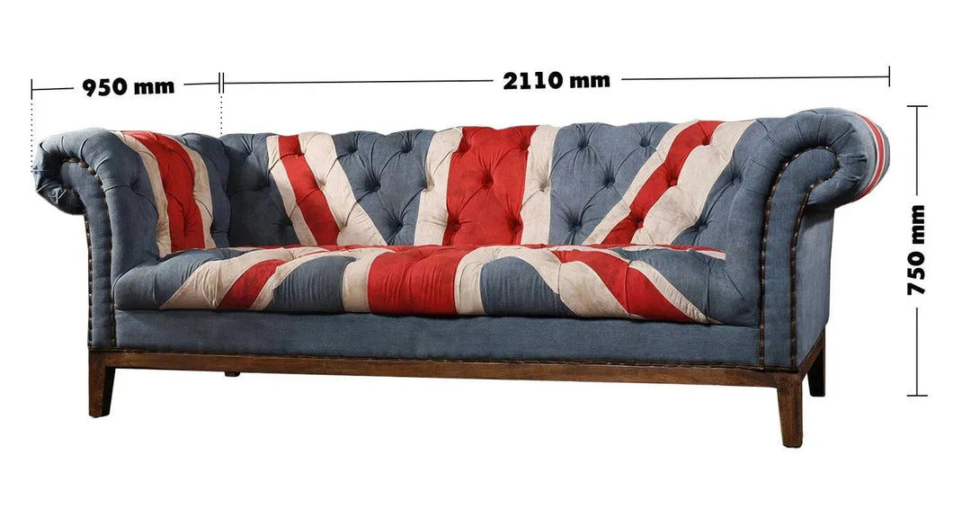 Vintage Fabric Chesterfield 3 Seater Sofa UNION JACK