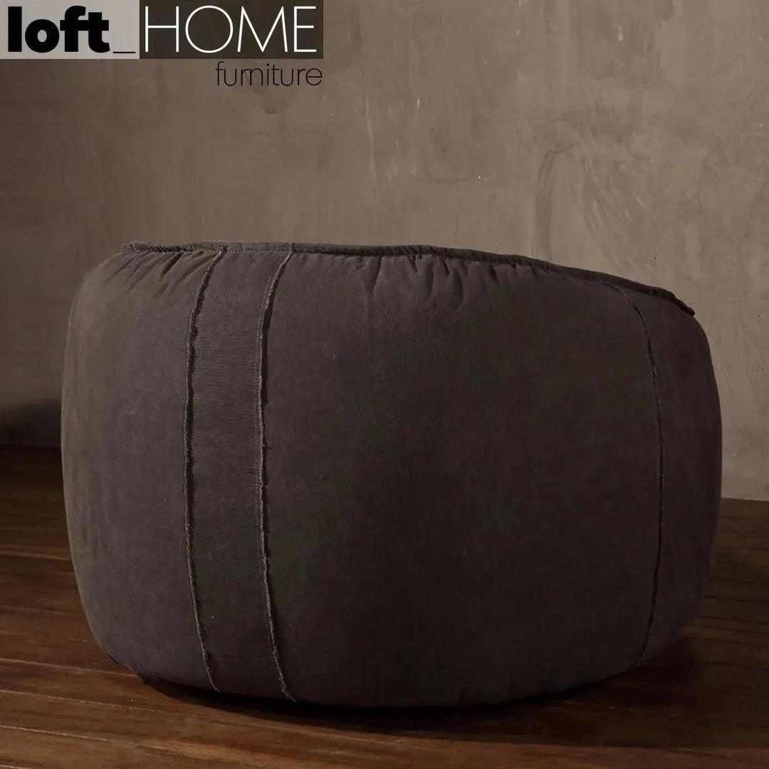 Vintage fabric and genuine leather 1 seater sofa bread in details.