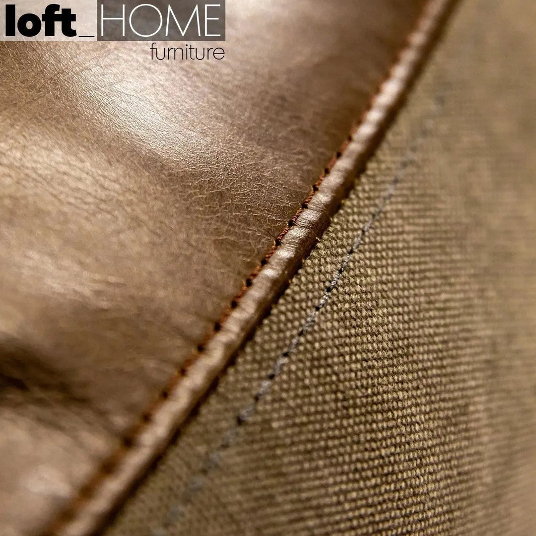Vintage fabric and genuine leather 1 seater sofa bread conceptual design.