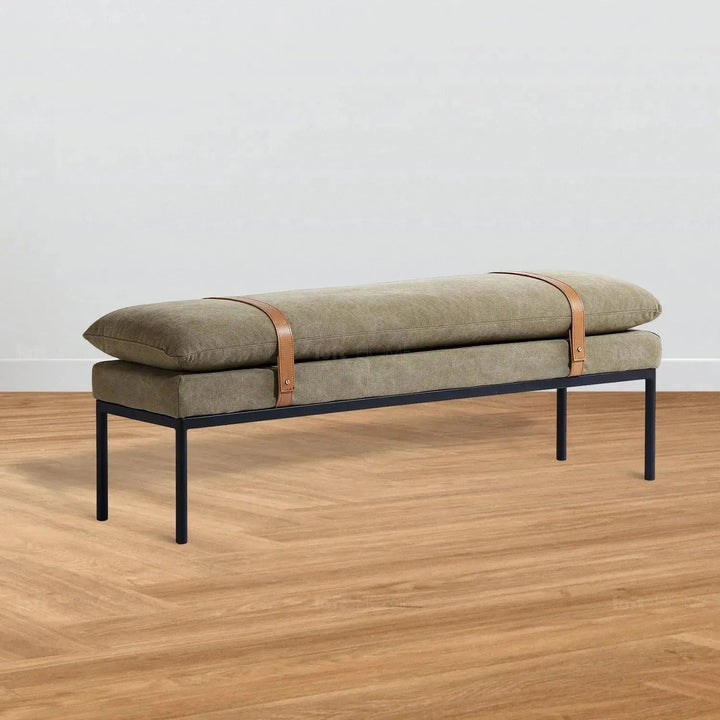 Vintage fabric bench hunter with context.