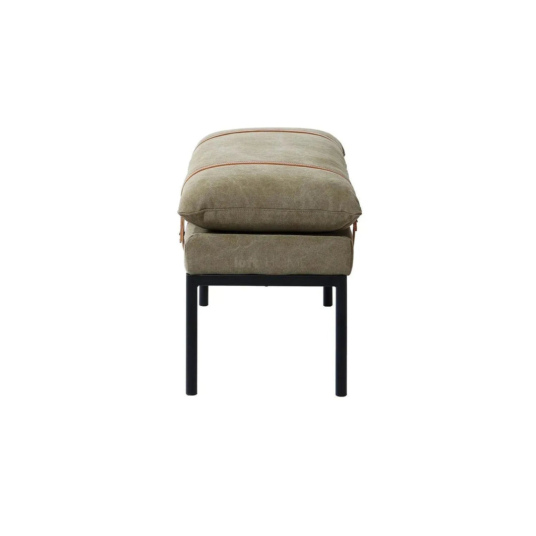 Vintage fabric bench hunter in panoramic view.