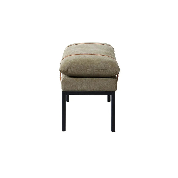 Vintage fabric bench hunter in panoramic view.