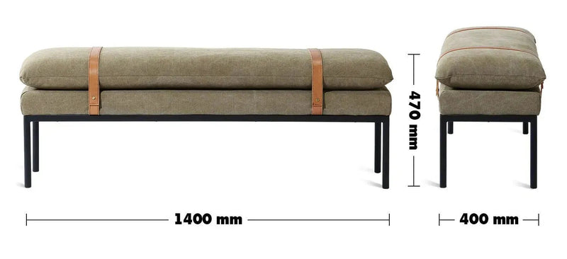 Vintage Fabric Bench HUNTER Size Chart