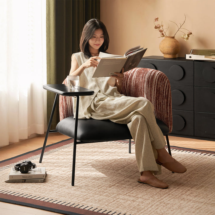 Vintage fabric microfiber leather 1 seater sofa with shelf ravon primary product view.