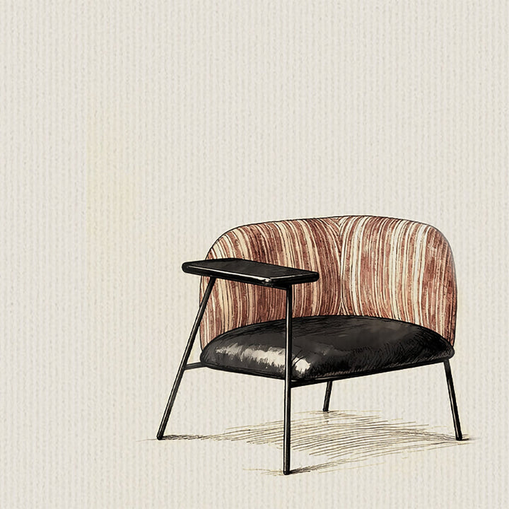 Vintage fabric microfiber leather 1 seater sofa with shelf ravon in panoramic view.