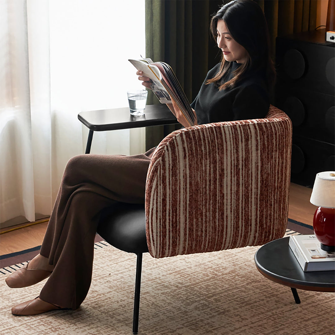 Vintage fabric microfiber leather 1 seater sofa with shelf ravon in real life style.