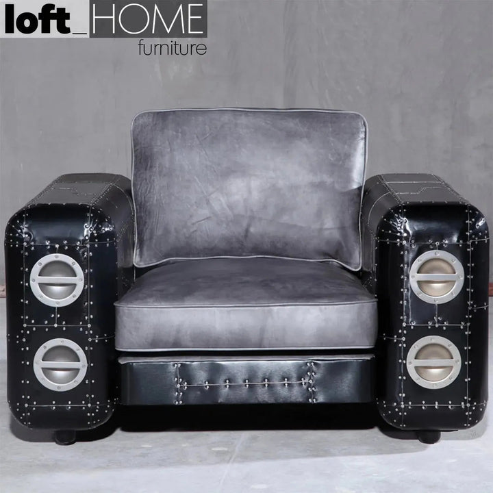 Industrial genuine leather 1 seater sofa aircraft detail 1.