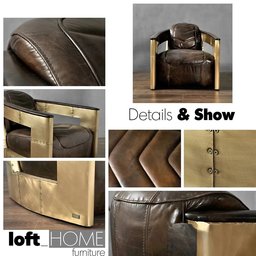 Industrial Genuine Leather 1 Seater Sofa AIRCRAFT