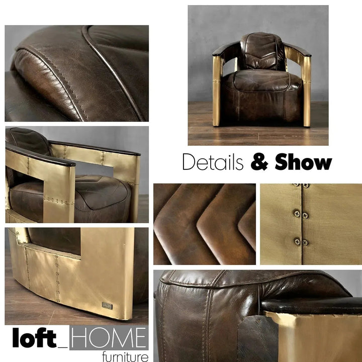 Industrial Genuine Leather 1 Seater Sofa AIRCRAFT