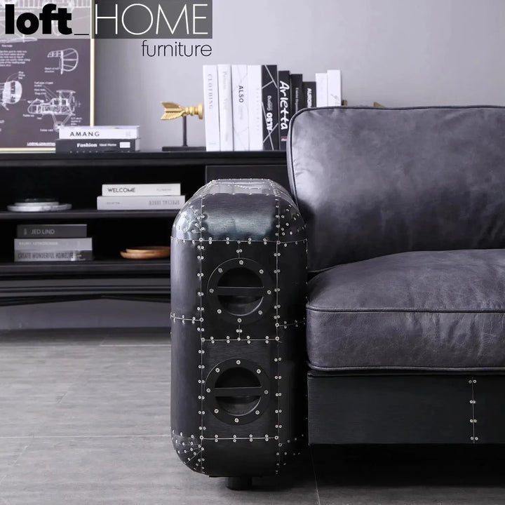 Industrial genuine leather 1 seater sofa aircraft detail 3.
