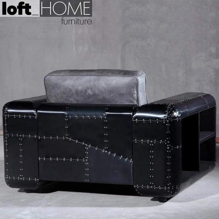 Industrial genuine leather 1 seater sofa aircraft detail 9.