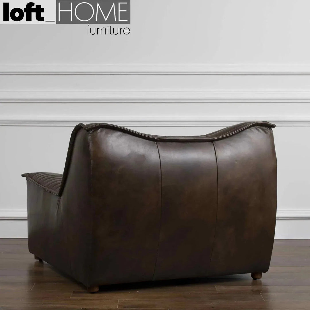 Vintage genuine leather 1 seater sofa airmaster in panoramic view.