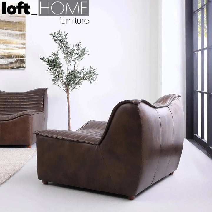 Vintage genuine leather 1 seater sofa airmaster in real life style.
