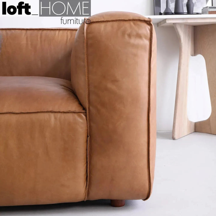 Vintage genuine leather 1 seater sofa antique master in real life style.