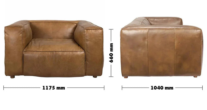 Vintage Genuine Leather 1 Seater Sofa ANTIQUE MASTER