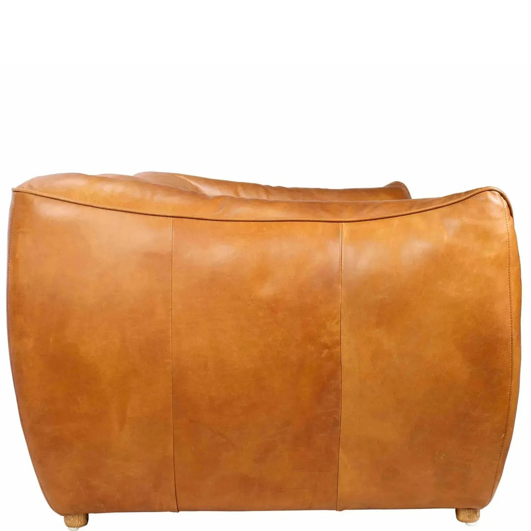 Vintage genuine leather 1 seater sofa beanbag in details.