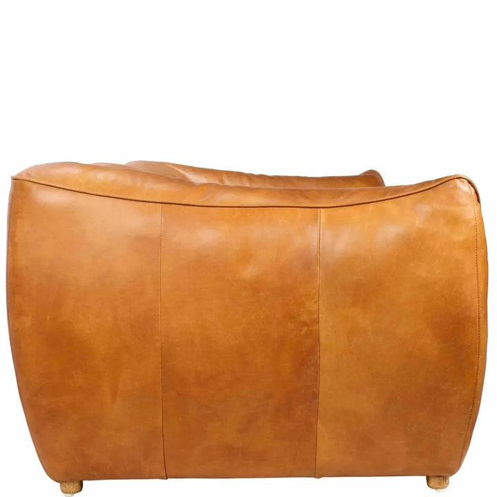 Vintage genuine leather 1 seater sofa beanbag in details.