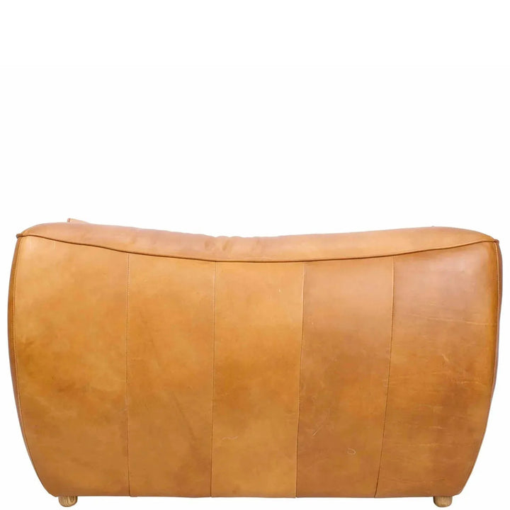 Vintage genuine leather 1 seater sofa beanbag in close up details.
