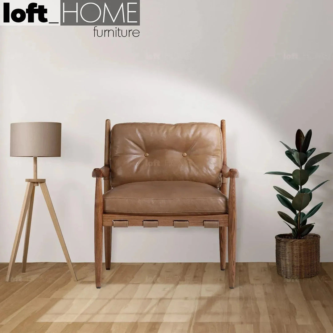 Scandinavian Genuine Leather 1 Seater Sofa BUCKY