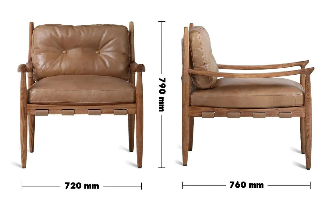 Scandinavian Genuine Leather 1 Seater Sofa BUCKY