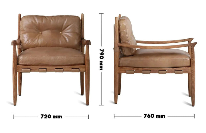 Scandinavian Genuine Leather 1 Seater Sofa BUCKY