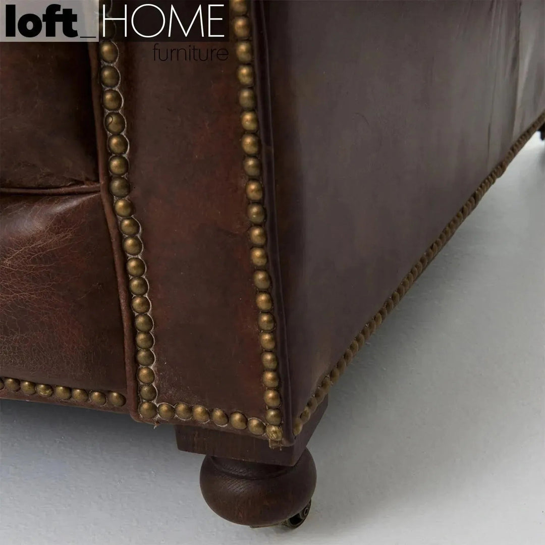 Vintage Genuine Leather 1 Seater Sofa CHESTERFIELD BUTTON