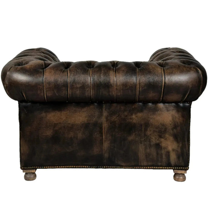Vintage Genuine Leather 1 Seater Sofa CHESTERFIELD BUTTON