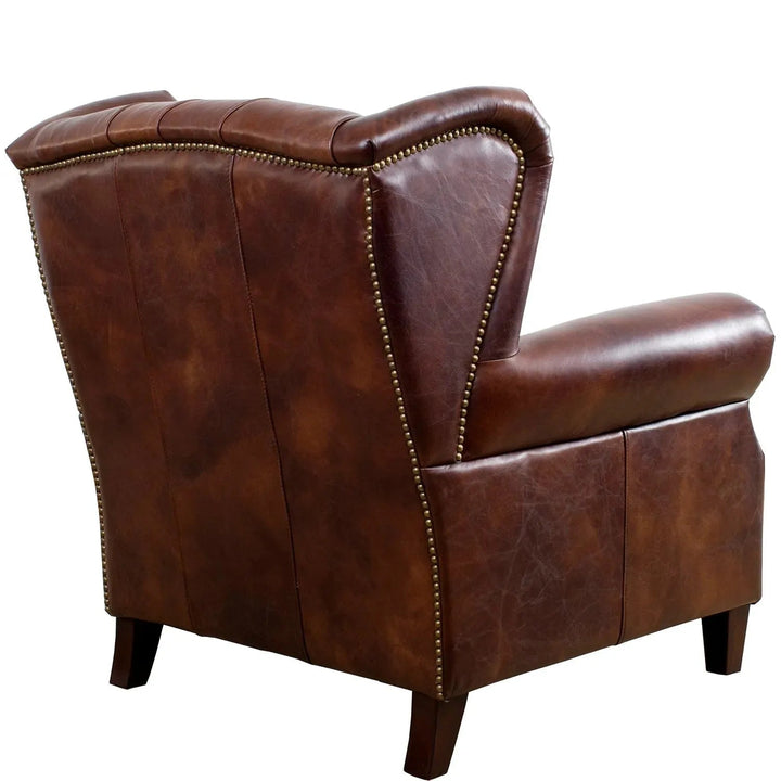Vintage genuine leather 1 seater sofa franco in real life style.