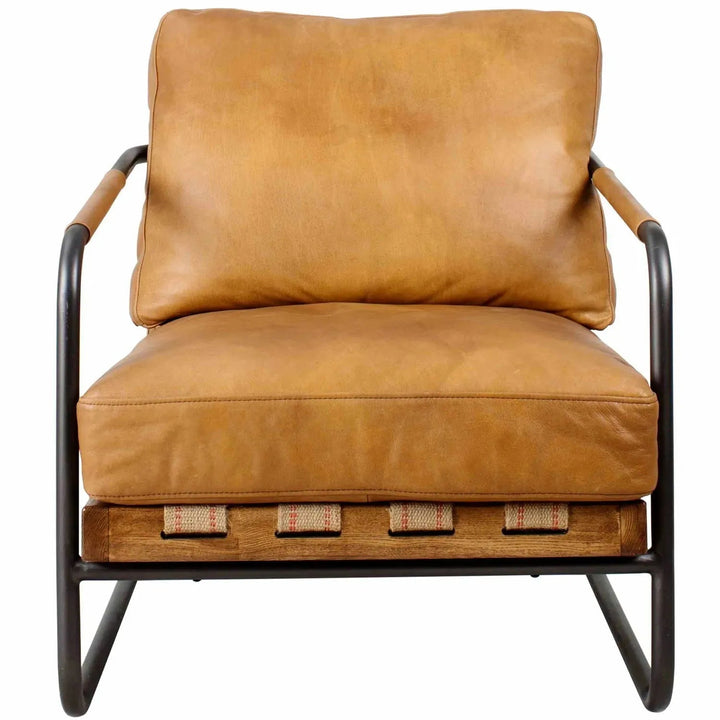 Industrial genuine leather 1 seater sofa grey ash in white background.
