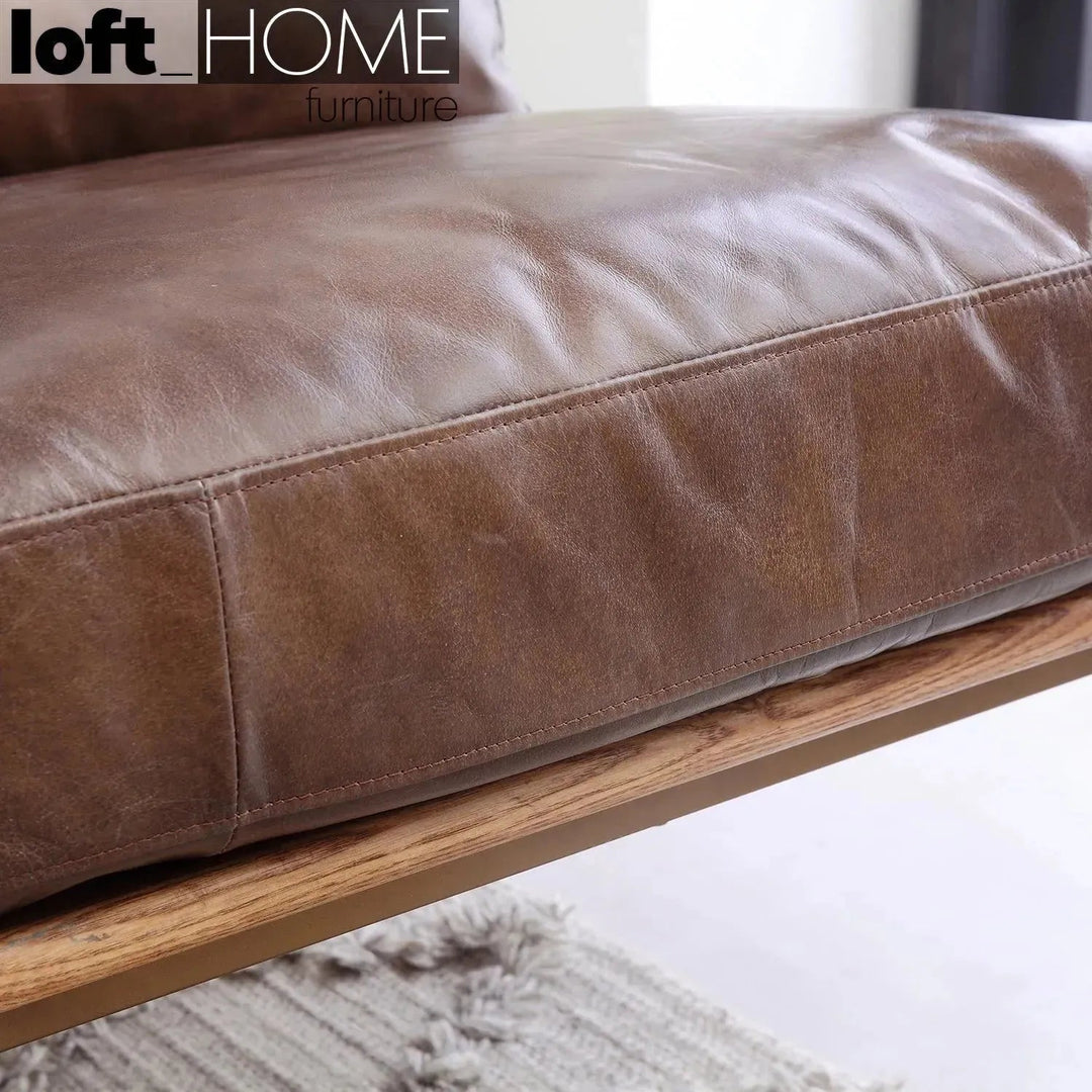 Vintage genuine leather 1 seater sofa hummer brass environmental situation.