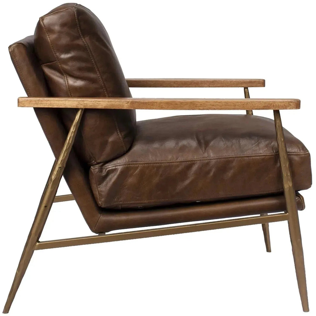 Vintage genuine leather 1 seater sofa hummer brass detail 1.