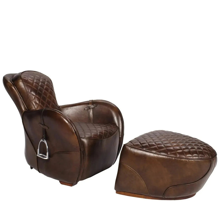 Vintage genuine leather 1 seater sofa moo in details.