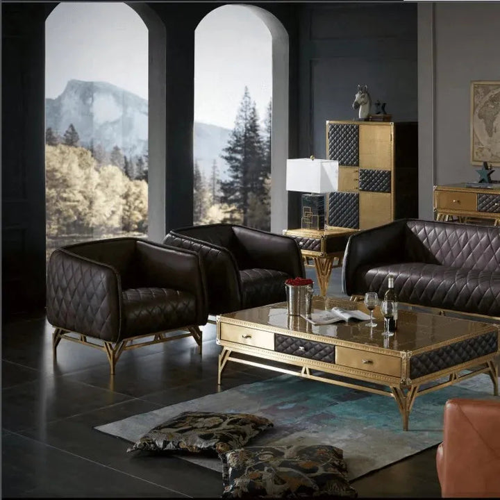 Vintage Genuine Leather 1 Seater Sofa OSMOND