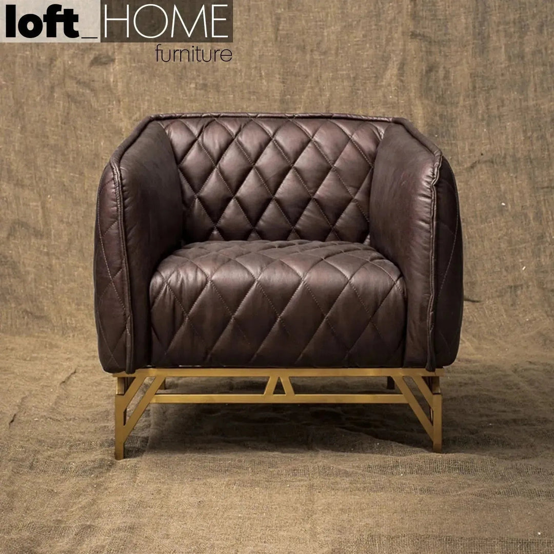 Vintage Genuine Leather 1 Seater Sofa OSMOND