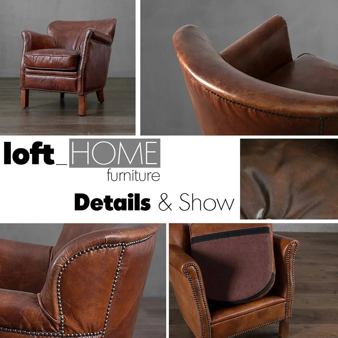 Vintage Genuine Leather 1 Seater Sofa PROFESSOR S