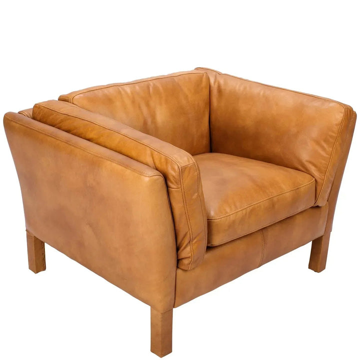 Vintage genuine leather 1 seater sofa reggio in still life.